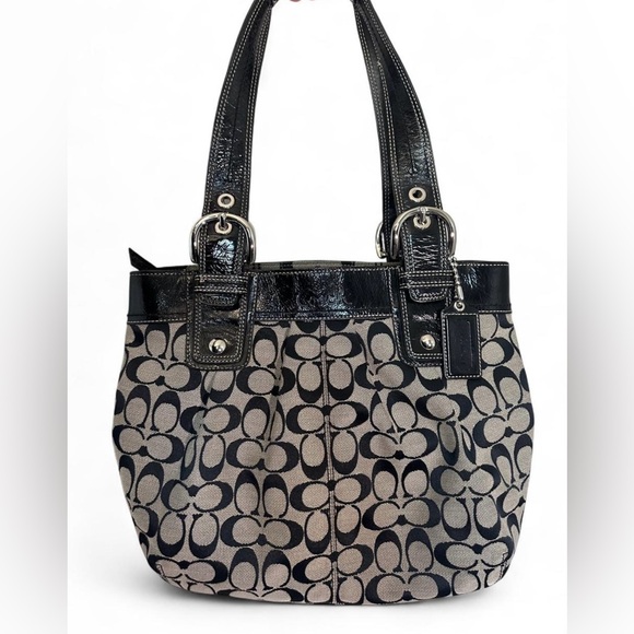 Coach Black and Gray Signature Shoulder Bag - Picture 1 of 7